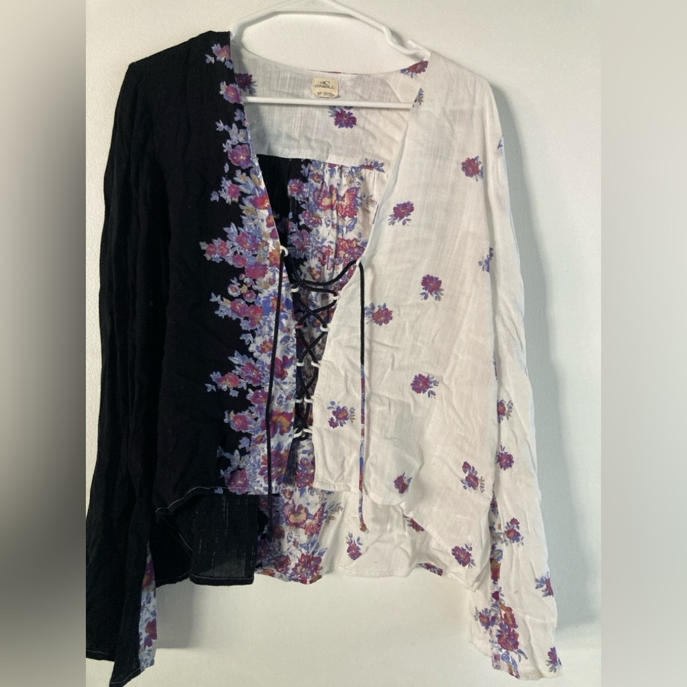 O’Neill lace up bell sleeve top
